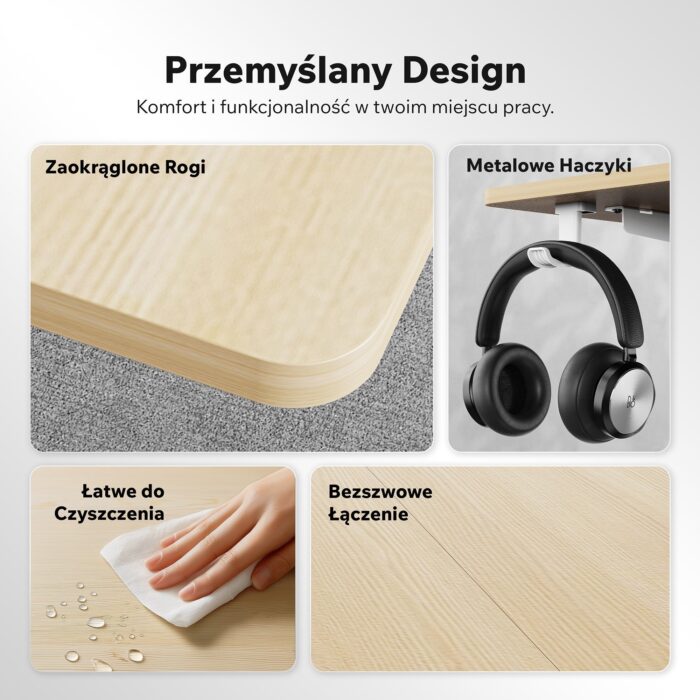 Геймерський стіл SENSE7 Nojo LIGHT 140 см x 70 см ( White , pine) - Зображення 4