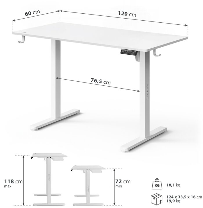 Геймерський стіл SENSE7 Nojo LIGHT 120 см x 60 см ( White ) - Зображення 8