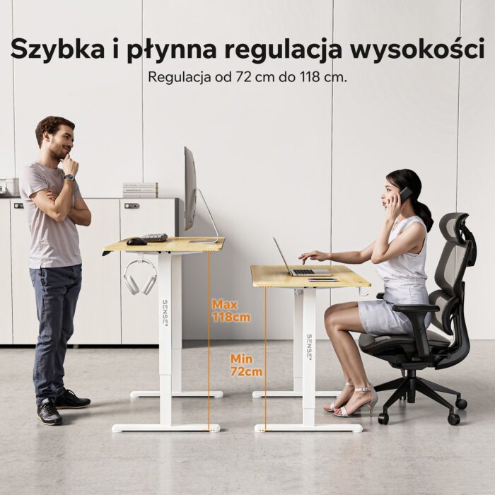 Геймерський стіл SENSE7 Nojo LIGHT 120 см x 60 см ( White , pine) - Зображення 3