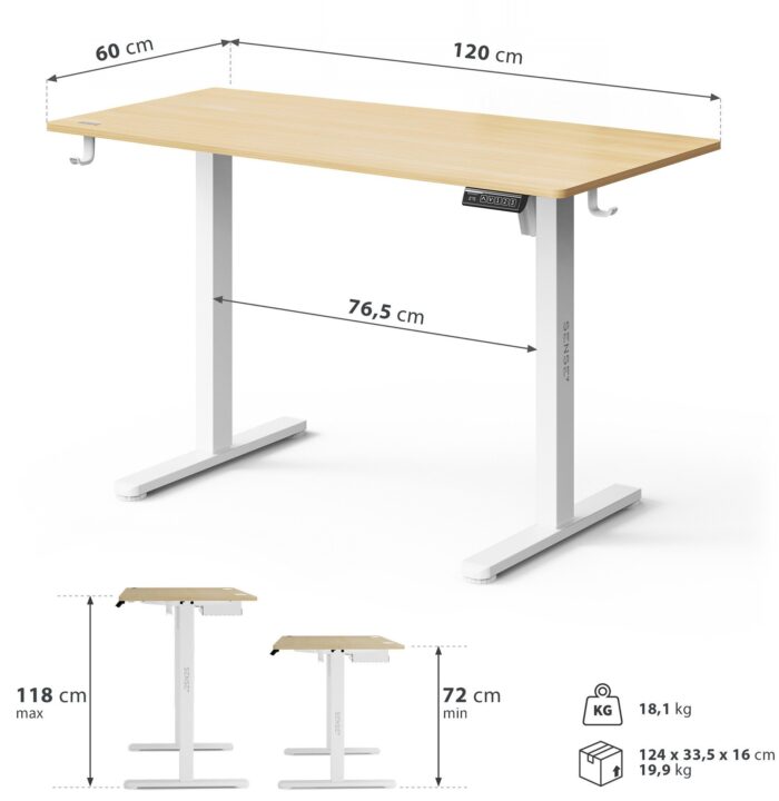 Геймерський стіл SENSE7 Nojo LIGHT 120 см x 60 см ( White , pine) - Зображення 8