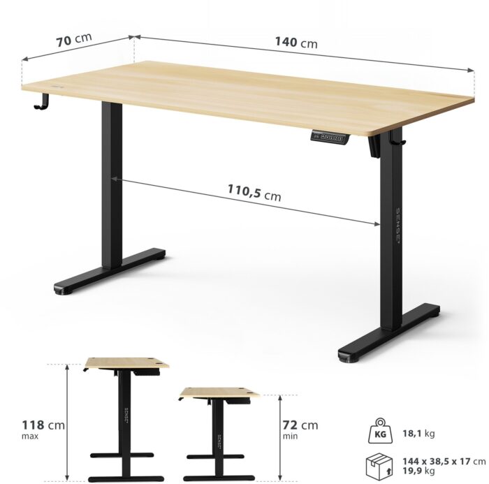 Геймерський стіл SENSE7 Nojo LIGHT 140 см x 70 см ( Black , pine) - Зображення 6