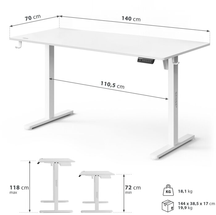 14491003_8_f Геймерський стіл SENSE7 Nojo LIGHT 140 см x 70 см ( White ) - Зображення 7