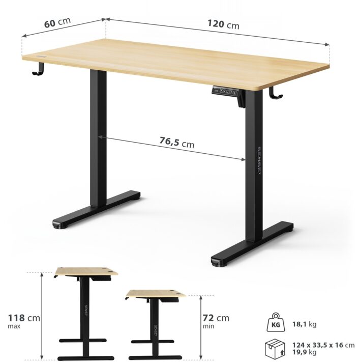 Геймерський стіл SENSE7 Nojo LIGHT 120 см x 60 см ( Black , pine) - Зображення 8