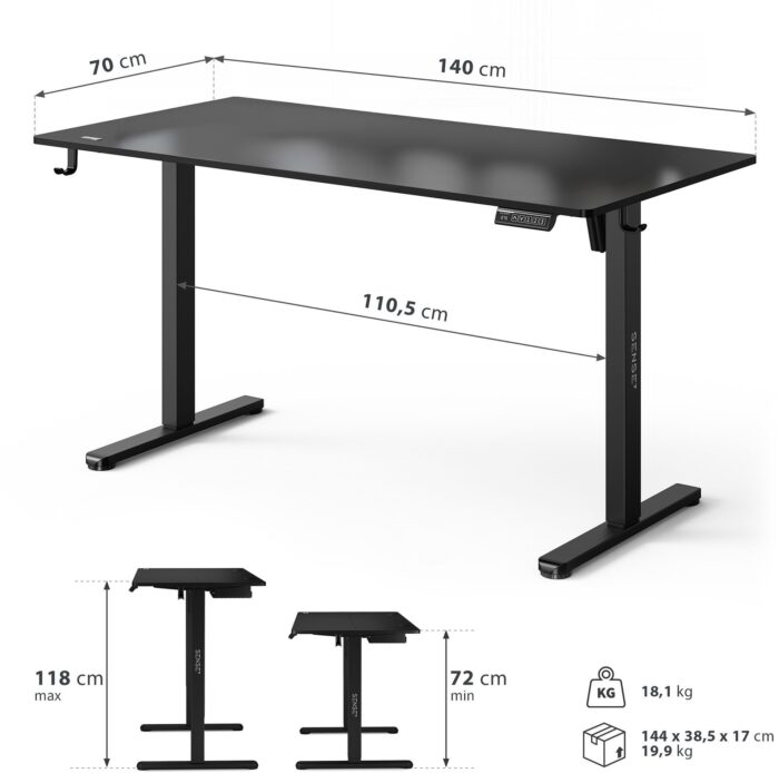 Геймерський стіл SENSE7 Nojo LIGHT 140 см x 70 см ( Black ) - Зображення 8