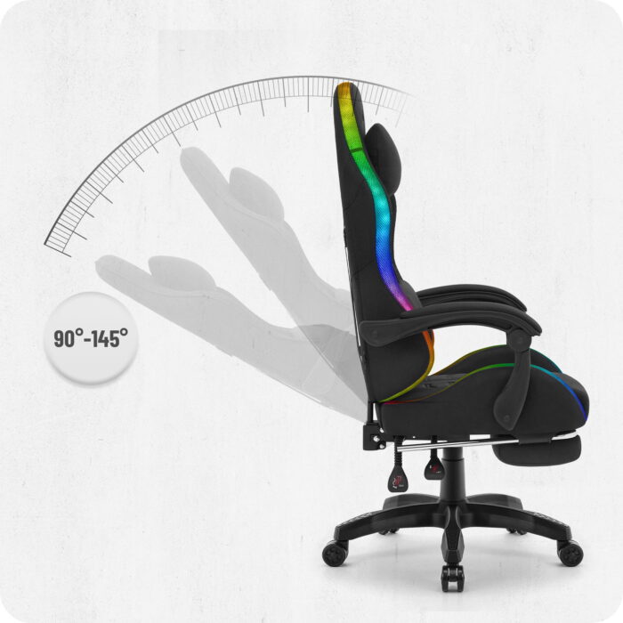 Ігрове крісло Cabro C501 світлодіодне чорне-тканина - Зображення 7