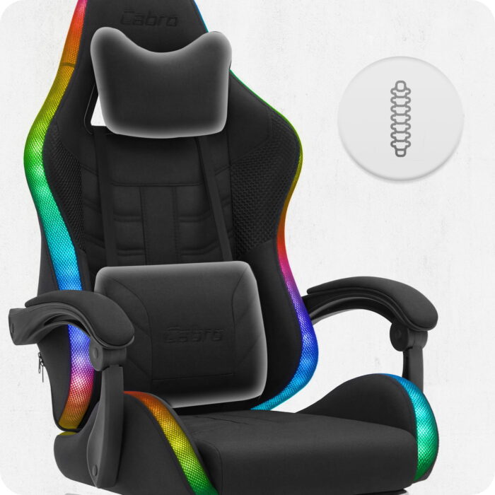 Ігрове крісло Cabro C501 світлодіодне чорне-тканина - Зображення 8