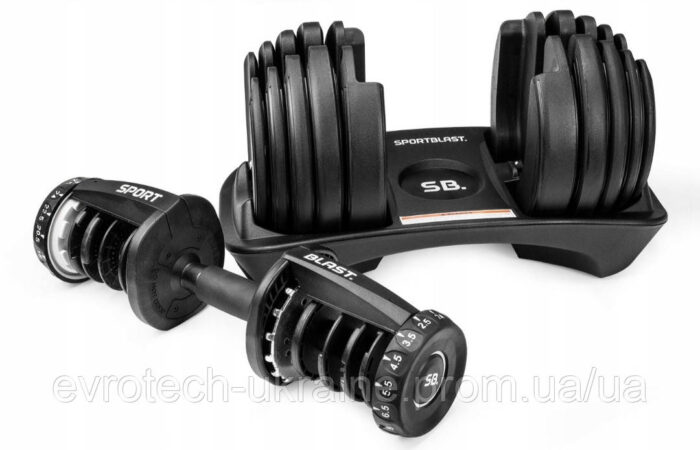 6759689955_w640_h640_gantel-reguliruemyj-s Регульована гантель з покриттям/гумою SPORT BLAST HR 24 1x 24 кг - Зображення 2