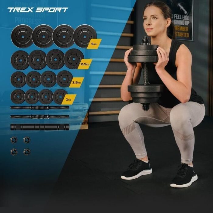 Набір регульованих бітумних гантелей Trex Sport 2х20 кг TX-020SNO - Зображення 2