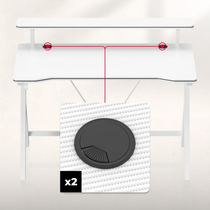 Ігровий стіл з полицею Huzaro 1.9 120 x 56 x 75 см білий - Зображення 3