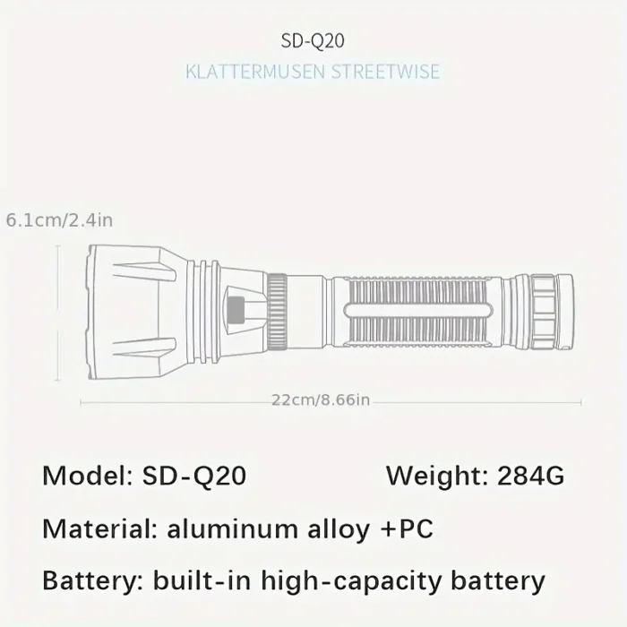LED Ліхтарик SMILING SHARK M90 22 см для підводного плавання та охоти. - Зображення 3