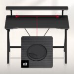 Ігровий стіл з полицею Huzaro 1.9 120 x 56 x 75 см, чорний - Зображення 4