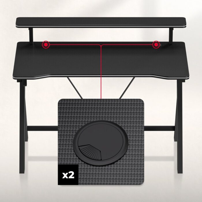 Ігровий стіл з полицею Huzaro 1.9 120 x 56 x 75 см, чорний - Зображення 4