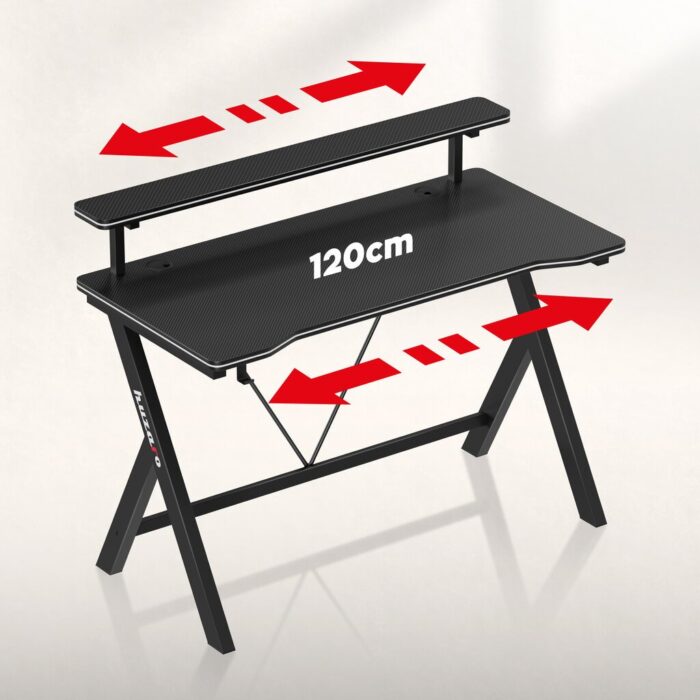 Ігровий стіл з полицею Huzaro 1.9 120 x 56 x 75 см, чорний - Зображення 3