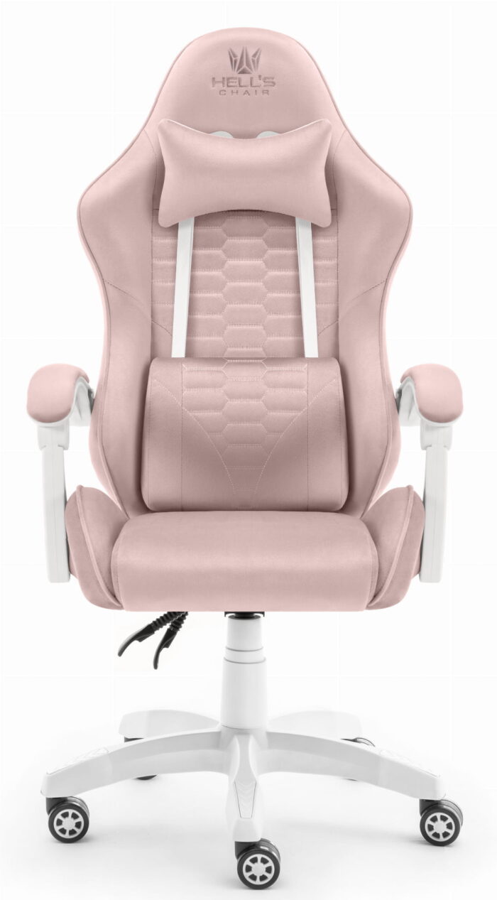 Геймерське крісло Hell's Chair HC-1000 з рожево-білої тканини - Зображення 2