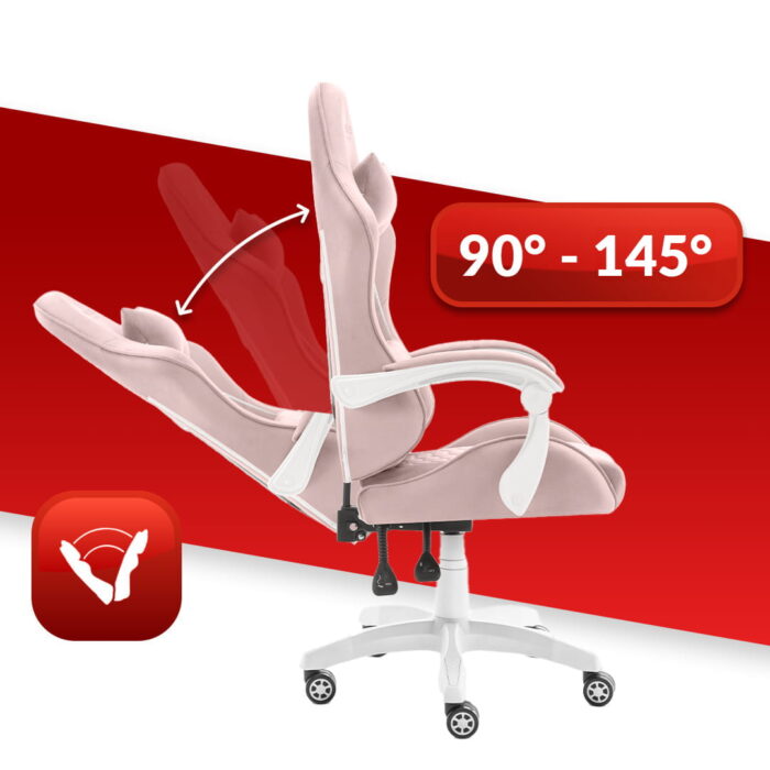 Геймерське крісло Hell's Chair HC-1000 з рожево-білої тканини - Зображення 4