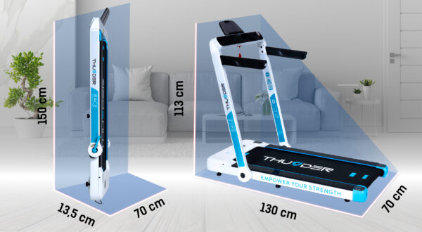 E Бігова доріжка електрична THUNDER RACE-WHITE - Зображення 3