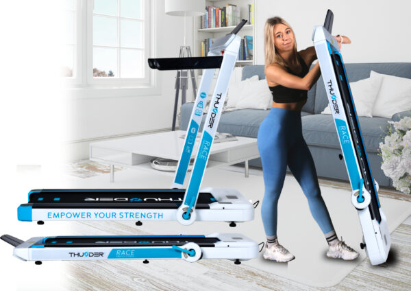 C Бігова доріжка електрична THUNDER RACE-WHITE - Зображення 6