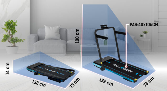 D1 Бігова доріжка електрична THUNDER IMPACT-BLUE - Зображення 5