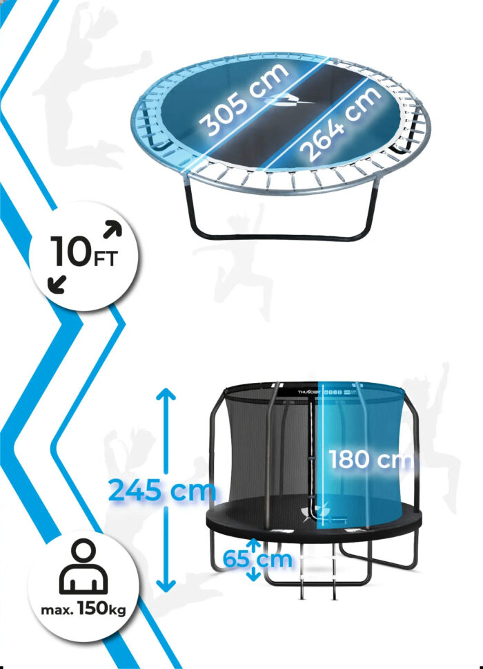 Батут THUNDER INSIDE ELITE з внутрішньою сіткою 14 футів 427 см чорний - Зображення 4