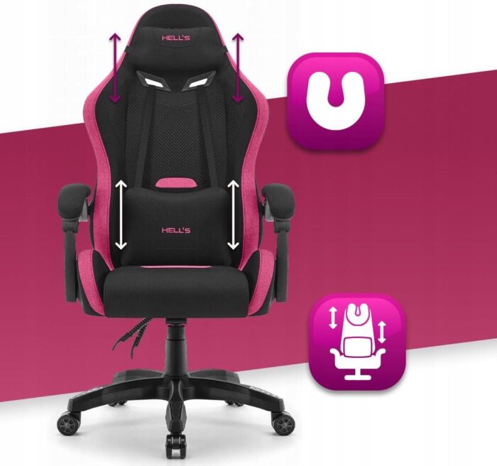 Геймерське крісло Hell's Chair HC-1012 Black Pink тканина - Зображення 4