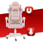 Геймерське крісло тканинне Hell's Chair HC-1000 Pink LED - Зображення 6