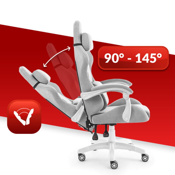 Геймерське крісло Hell's Chair HC-1014 Grey White тканина - Зображення 7