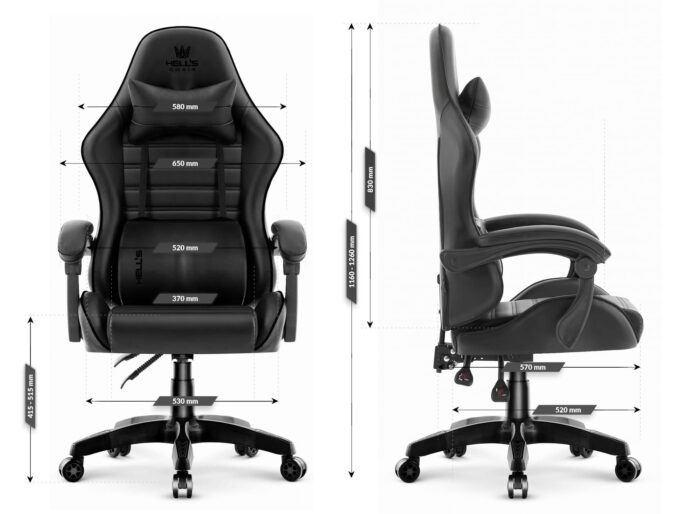 Геймерське крісло екошкіра Hell's Chair HC-1003 2.0 чорне - Зображення 7