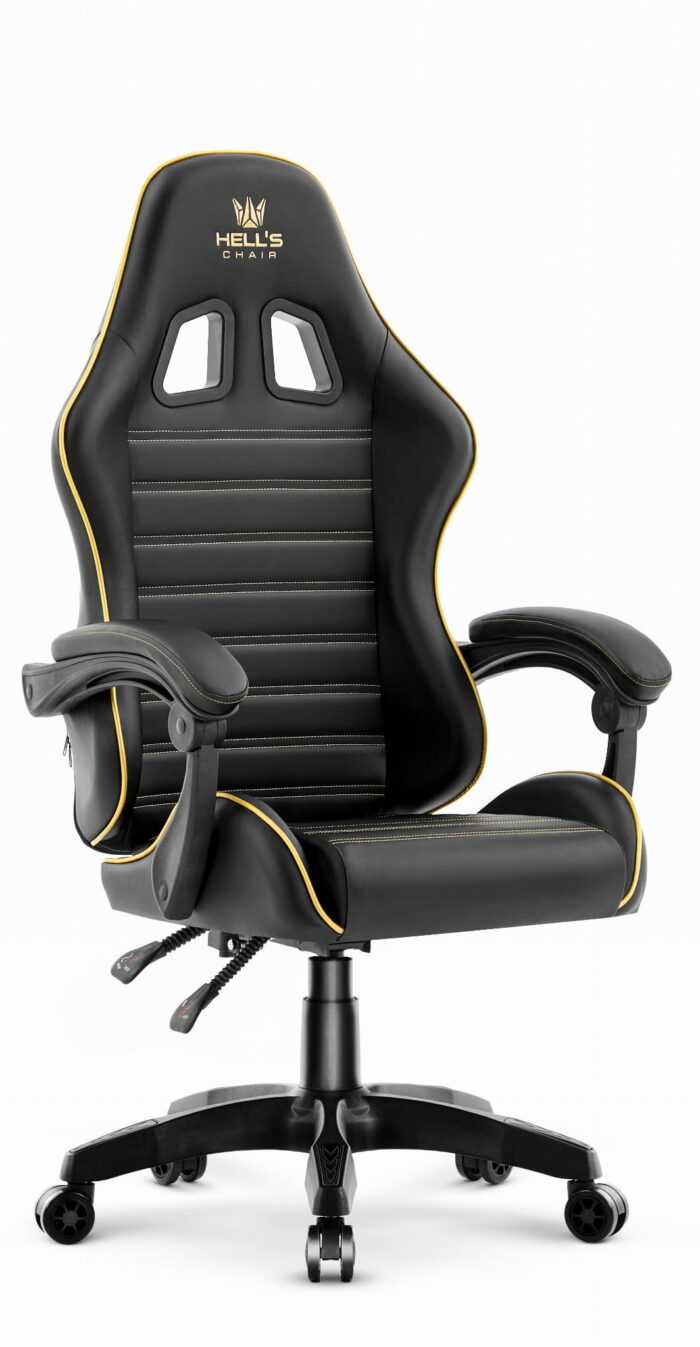 Геймерське крісло екошкіра Hell's Chair HC-1003 2.0 чорне золото - Зображення 2