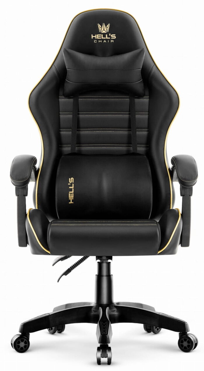 Геймерське крісло екошкіра Hell's Chair HC-1003 2.0 чорне золото - Зображення 3