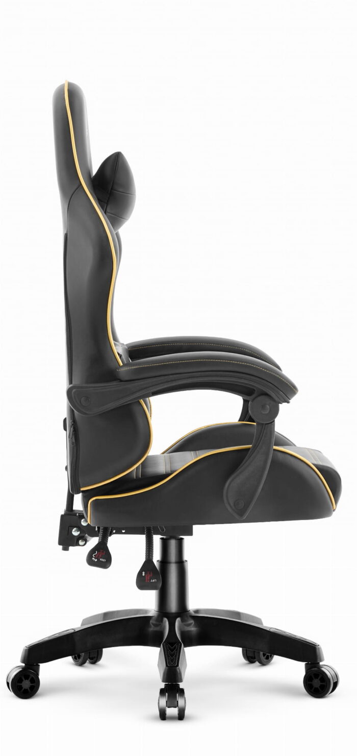 Геймерське крісло екошкіра Hell's Chair HC-1003 2.0 чорне золото - Зображення 4
