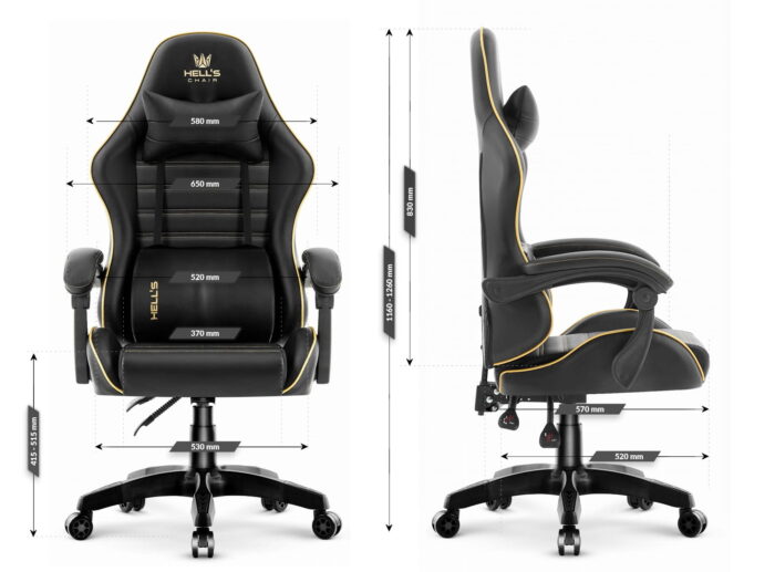 Геймерське крісло екошкіра Hell's Chair HC-1003 2.0 чорне золото - Зображення 6