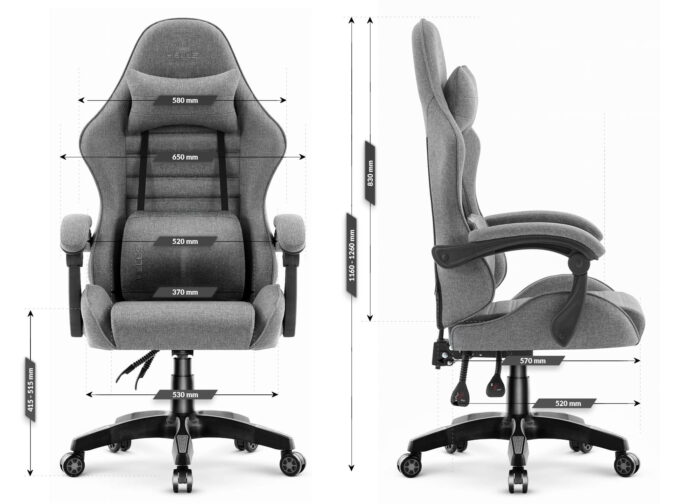 Геймерське крісло Hell's Chair HC-1003 2.0 Grey Black тканина - Зображення 8