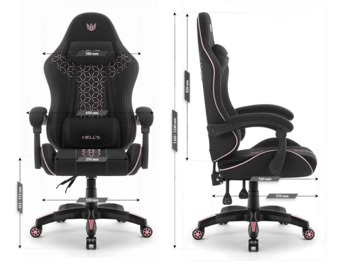 Геймерське крісло Hell's Chair HC-1008 Black Pink 2.0 тканина/сітка - Зображення 8