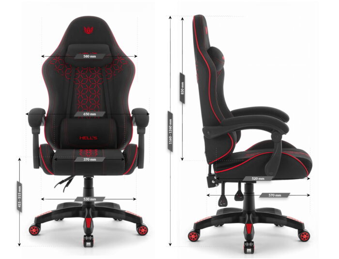 Геймерське крісло Hell's Chair HC-1008 Black Red 2.0 тканина/сітка - Зображення 8