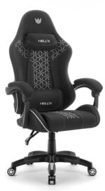 Геймерське крісло Hell's Chair HC-1008 Black White 2.0 тканина/сітка