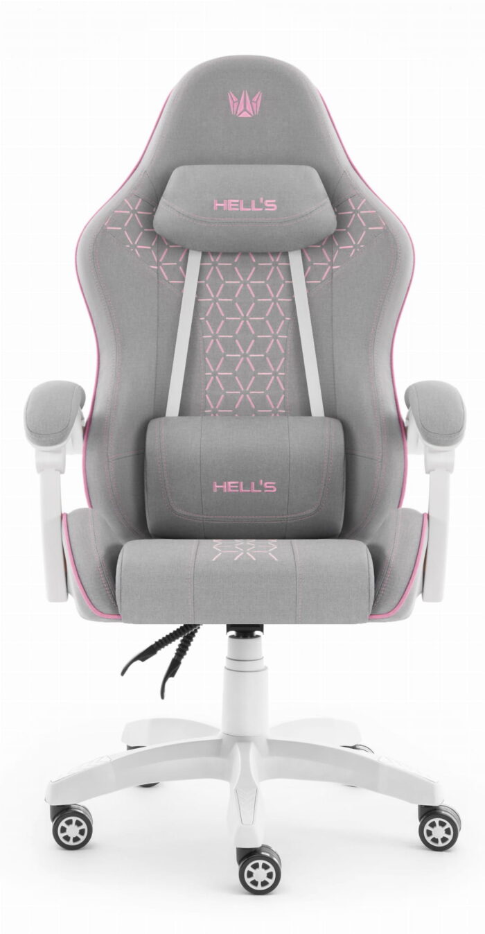 Геймерське крісло Hell's Chair HC-1008 Grey Pink 2.0 тканина/сітка - Зображення 3