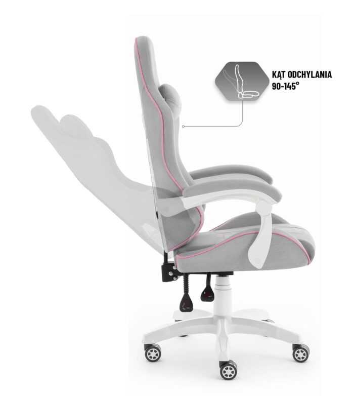 Геймерське крісло Hell's Chair HC-1008 Grey Pink 2.0 тканина/сітка - Зображення 8