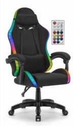 Геймерське крісло Hell's Chair HC-1012 Black LED RGB тканина