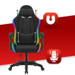 Геймерське крісло Hell's Chair HC-1012 Black LED RGB тканина - Зображення 6
