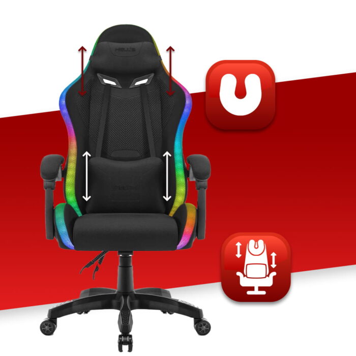 Геймерське крісло Hell's Chair HC-1012 Black LED RGB тканина - Зображення 6
