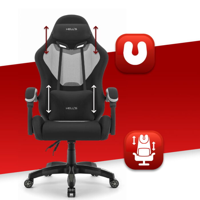 Геймерське крісло Hell's Chair HC-1012 Black Grey тканина - Зображення 5