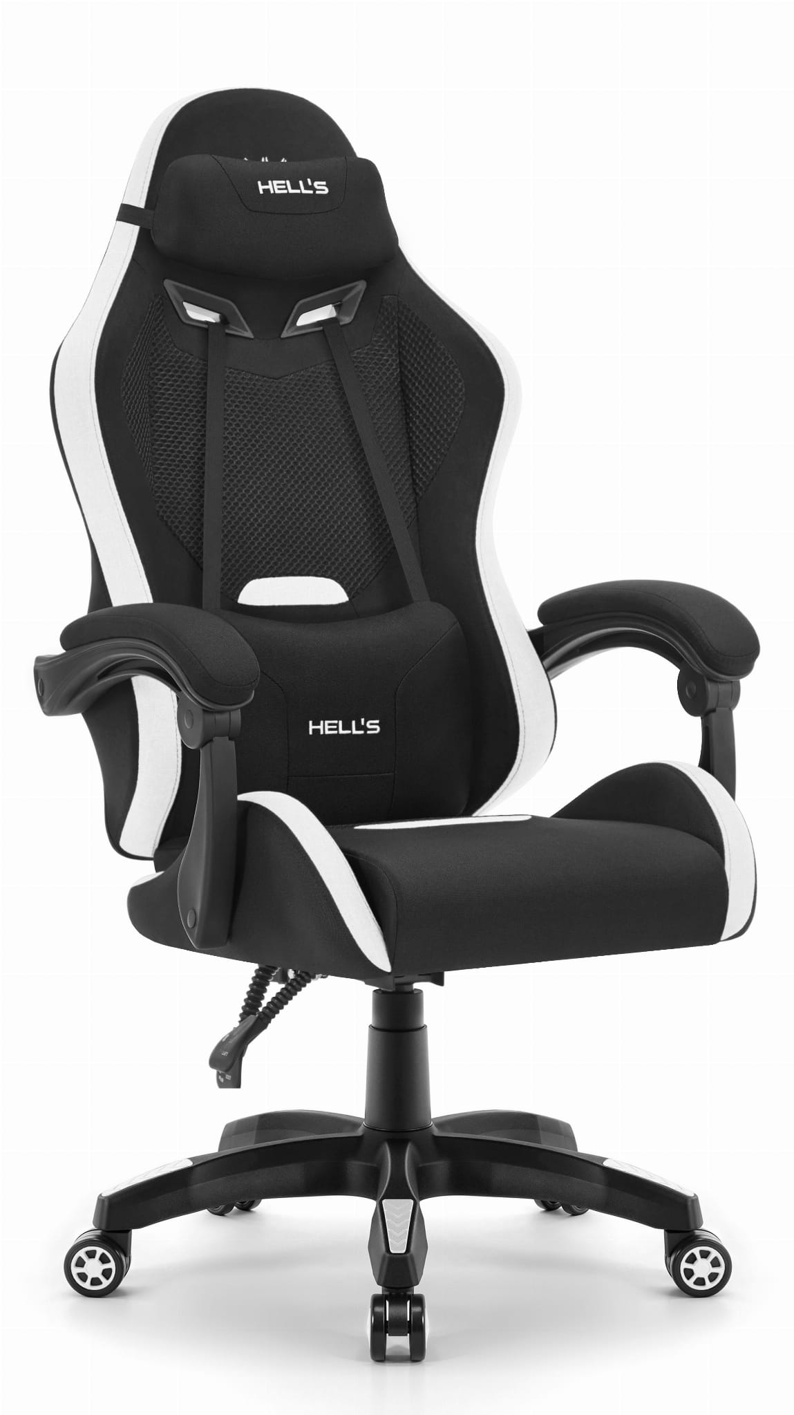 Fotel-gamingowy-Hells-Chair-HC-1012-Black-White-Czarny-Bialy-Tkanina Геймерське крісло Hell's Chair HC-1012 Black White тканина - Зображення 1