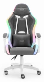 Геймерське крісло Hell's Chair HC-1012 LED RGB Grey White тканина - Зображення 3