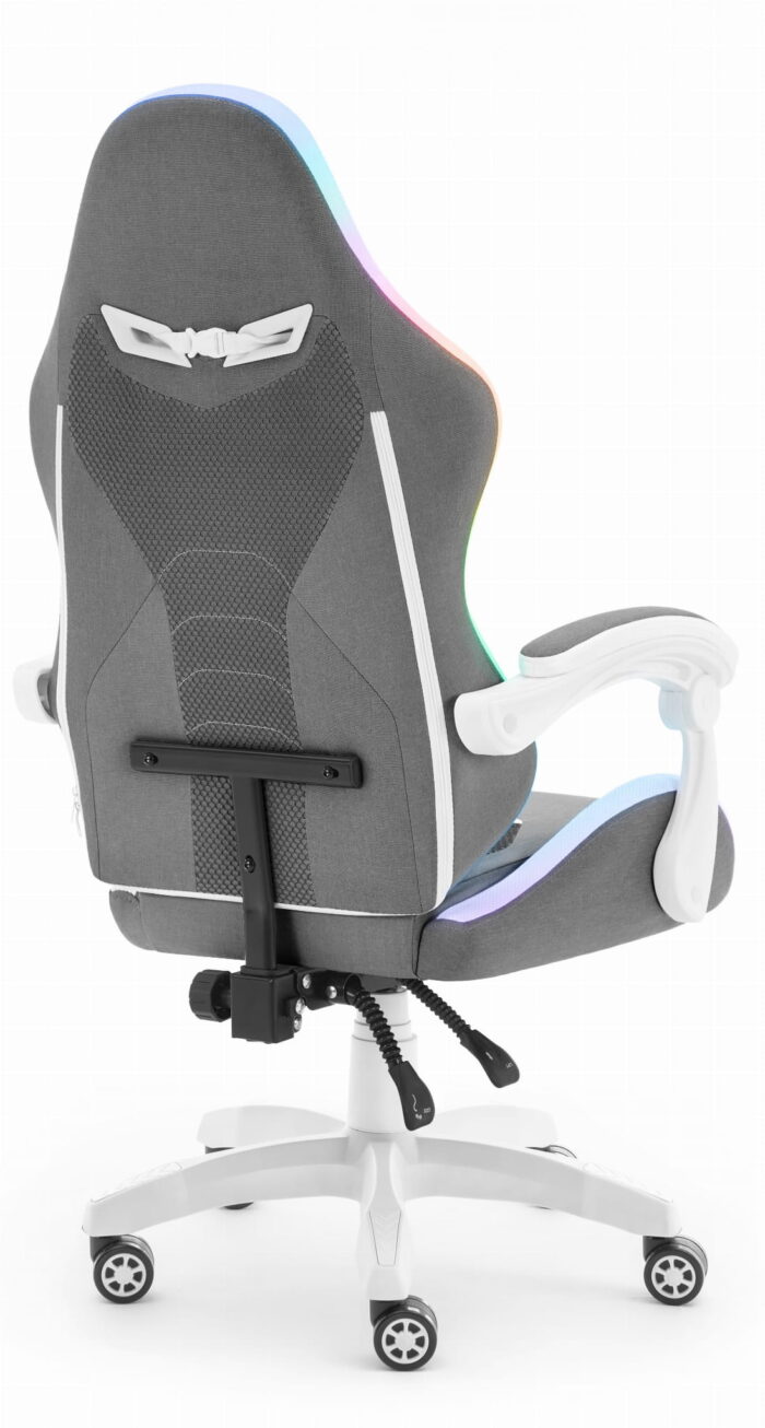 Геймерське крісло Hell's Chair HC-1012 LED RGB Grey White тканина - Зображення 5