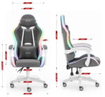 Геймерське крісло Hell's Chair HC-1012 LED RGB Grey White тканина - Зображення 10