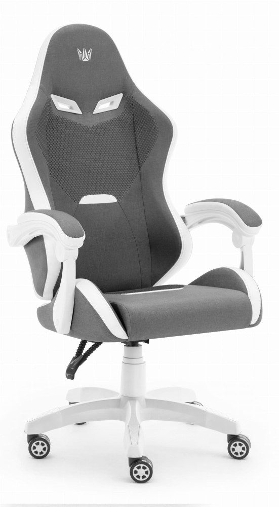 Fotel-gamingowy-Hells-Chair-HC-1012-Grey-White-Szary-Bialy-Tkanina Геймерське крісло Hell's Chair HC-1012 Grey White тканина - Зображення 1