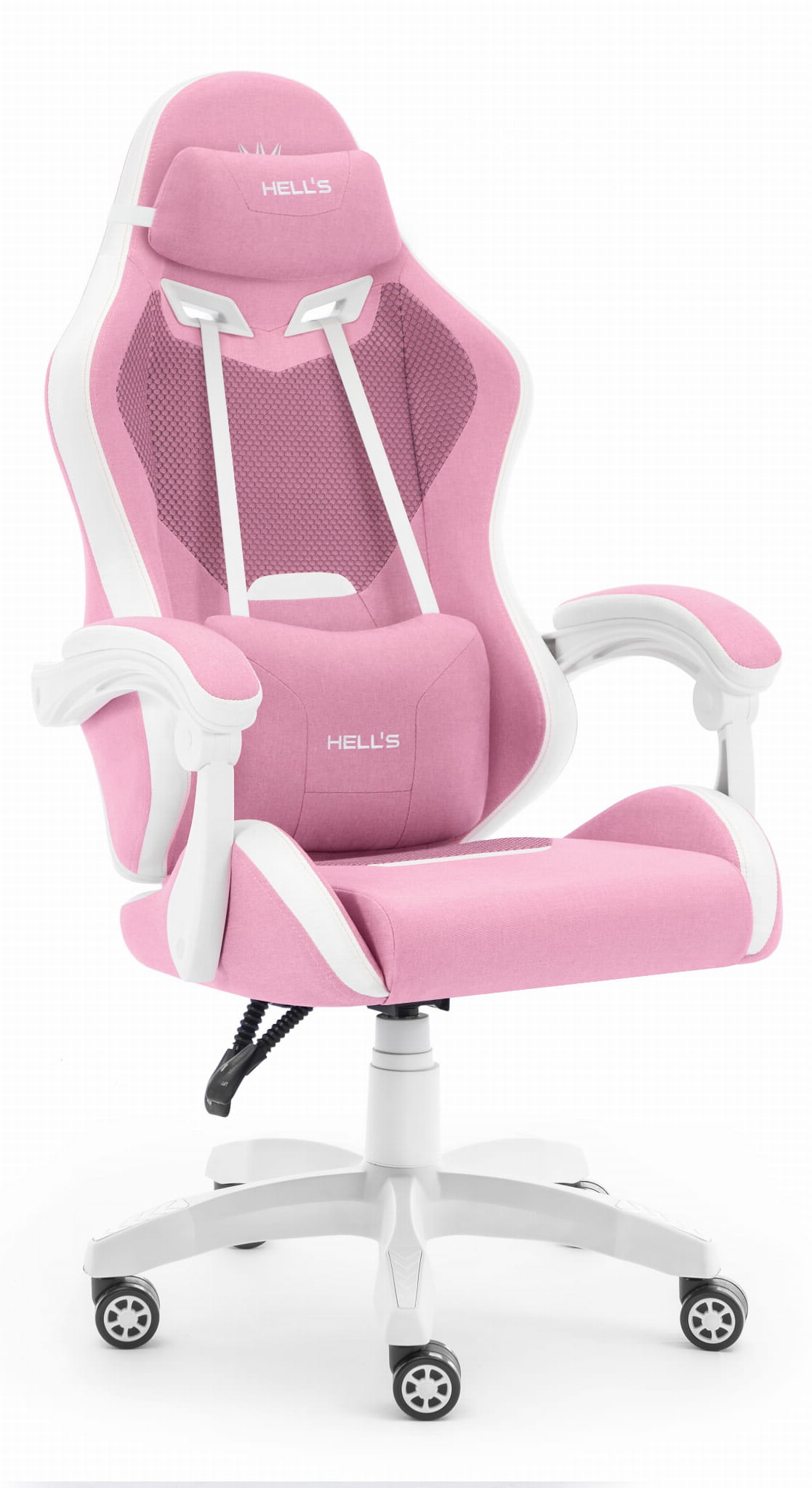 Fotel-gamingowy-Hells-Chair-HC-1012-Pink-White-Rozowy-Bialy-Tkanina Геймерське крісло Hell's Chair HC-1012 Pink Whit тканина - Зображення 1