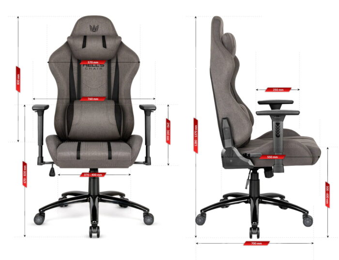 Геймерське крісло Hell's Chair HC-1013 Grey Black тканина - Зображення 10