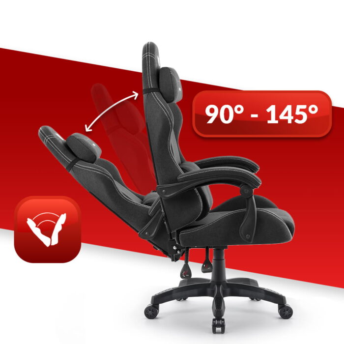 Геймерське крісло Hell's Chair HC-1014 Black White тканина - Зображення 7