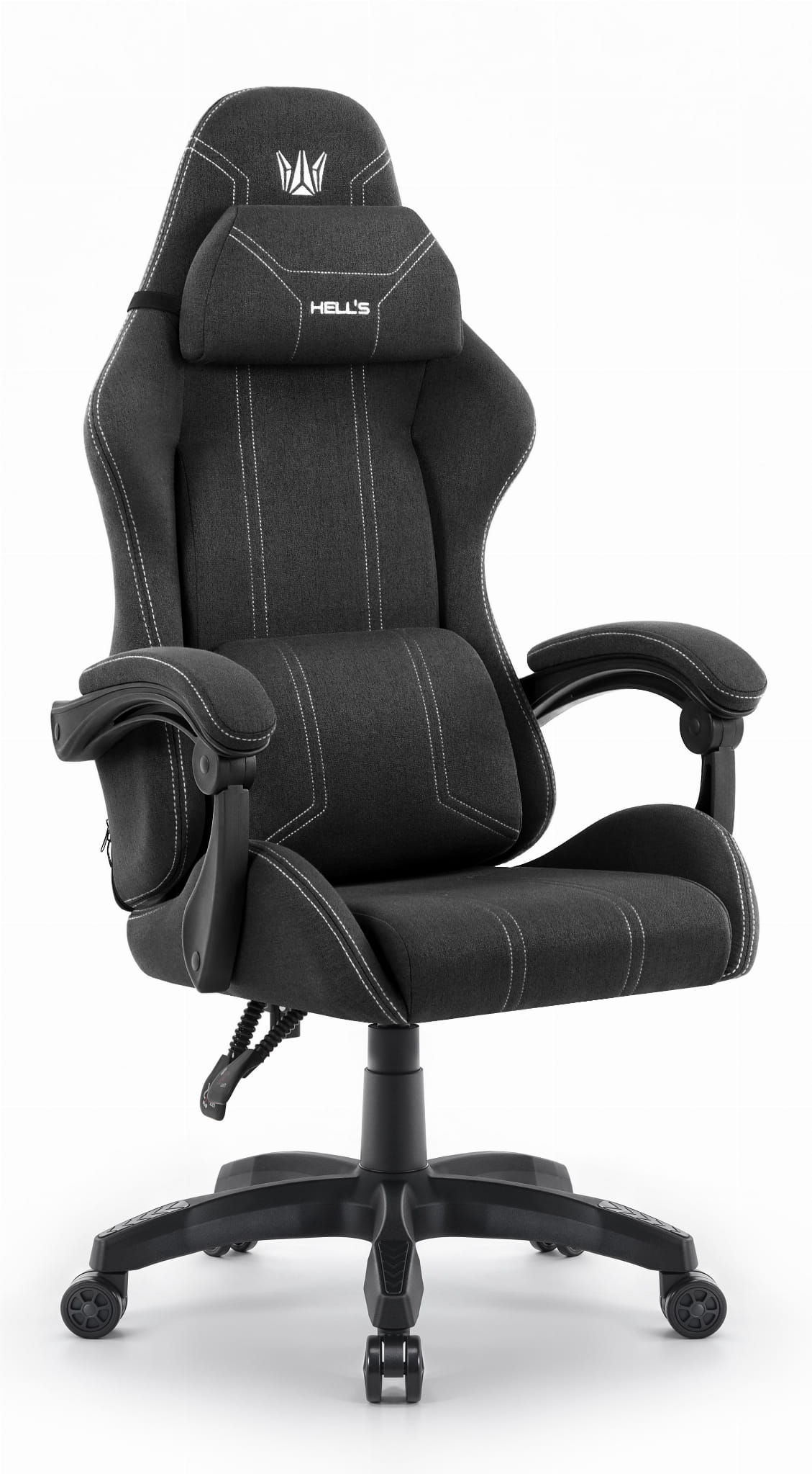 Fotel-gamingowy-Hells-Chair-HC-1014-Czarny-Bialy-Tkanina Геймерське крісло Hell's Chair HC-1014 Black White тканина - Зображення 1